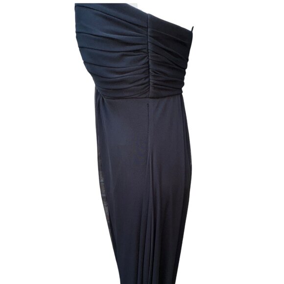 Betsy & Adam Size 6 Black Evening Gown With Rhinestone V-Neckline & Spaghetti St - Picture 12 of 12